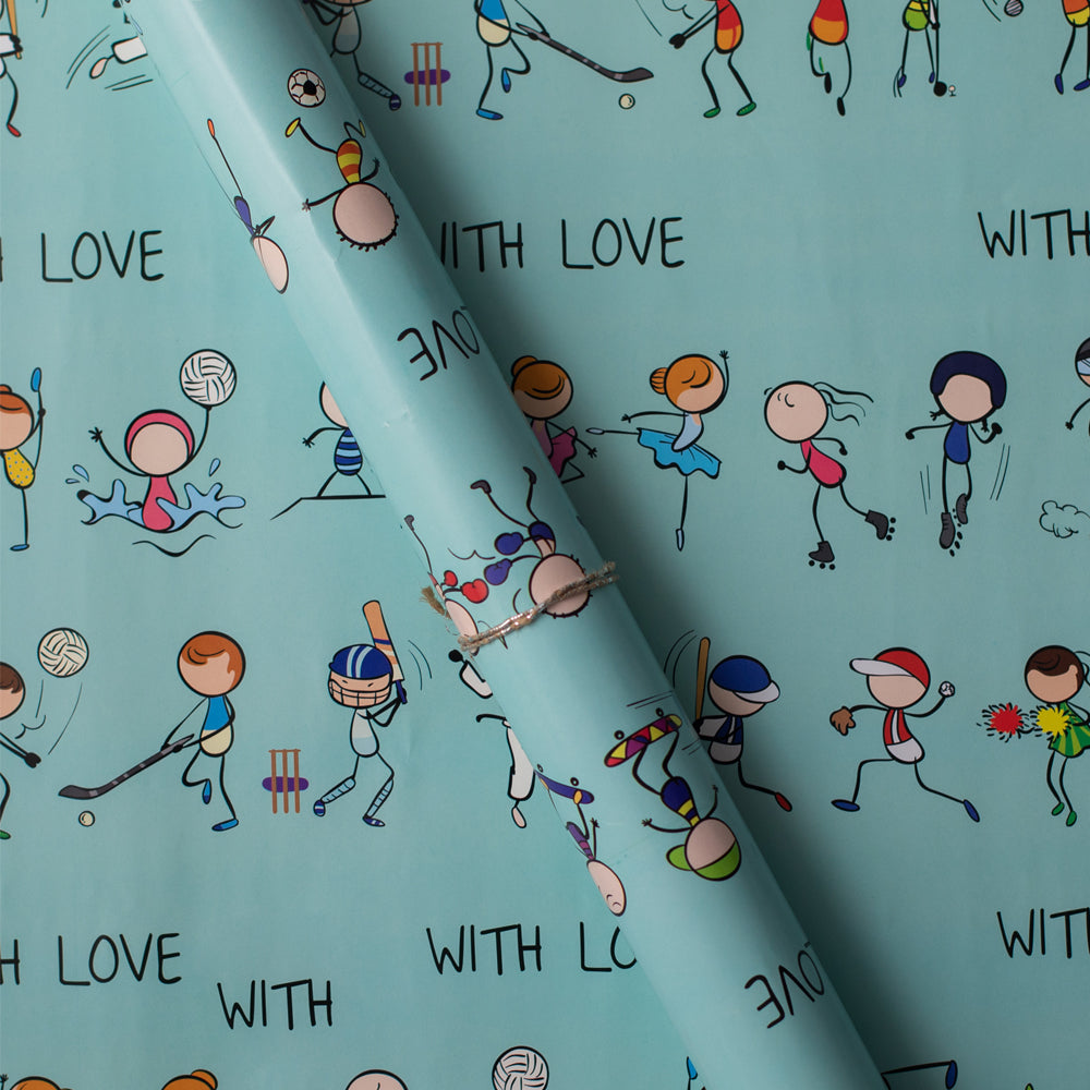 Teal Sports And More Kids Wrapping Paper - Set of 20 / Set of 40 – Pink ...