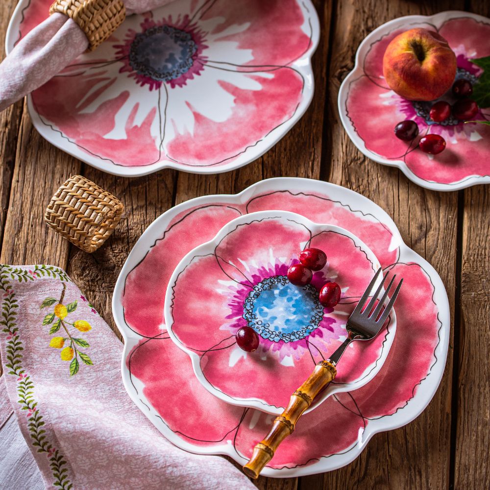 Pink dinner plates best sale