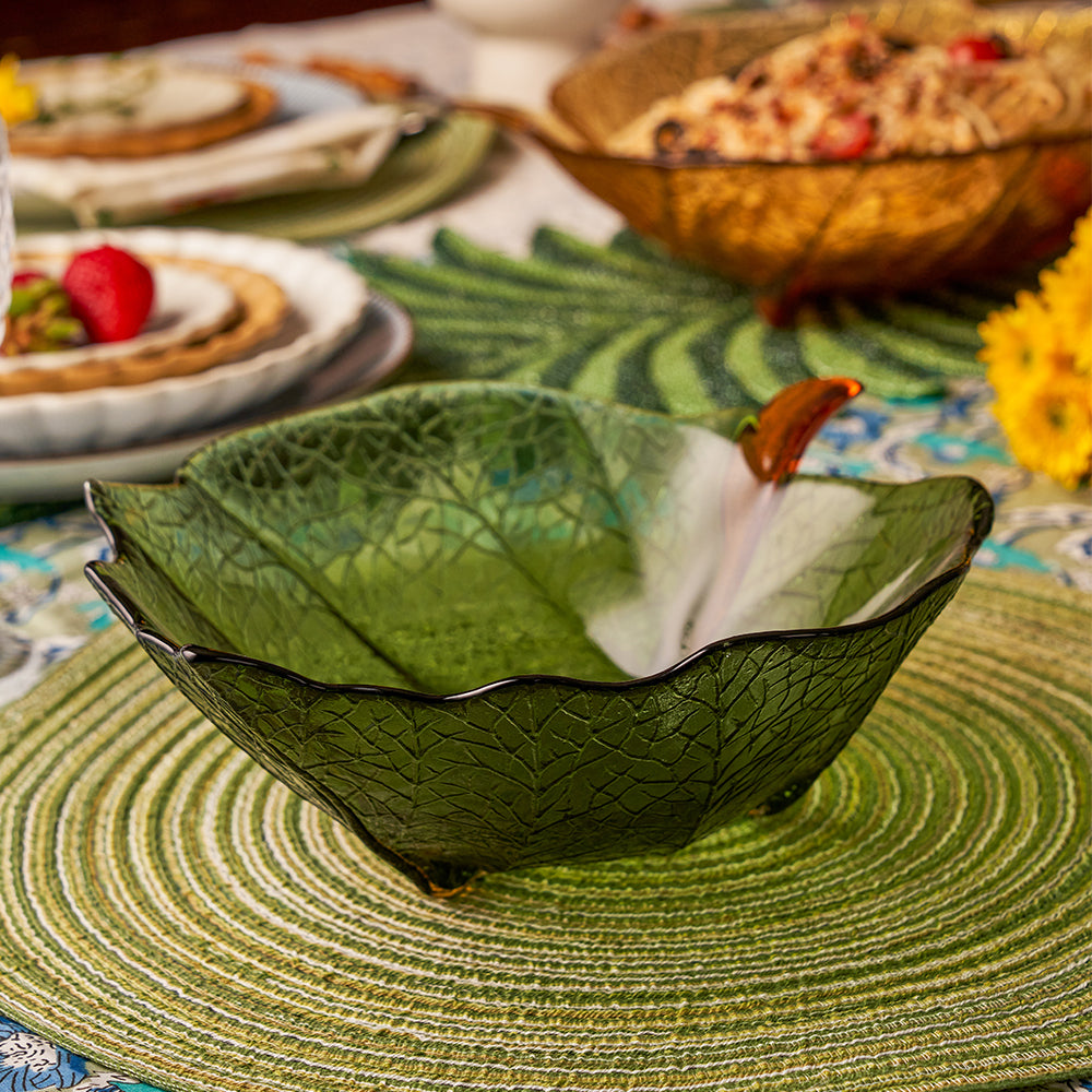 Olive Green Butea Glass Leaf Server – Pink Palette Stationery